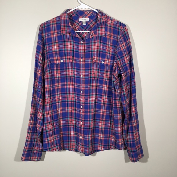 J. Crew Tops - J. Crew Button Down Ladies Plaid Shirt